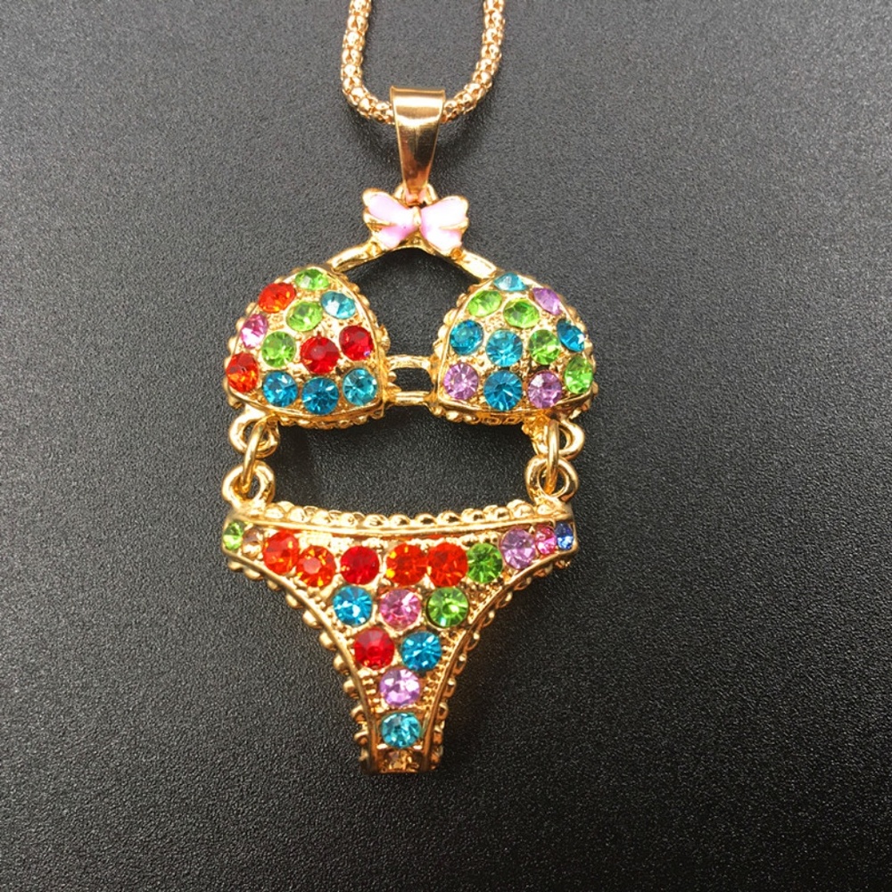 Colorful crystal bikini necklace
